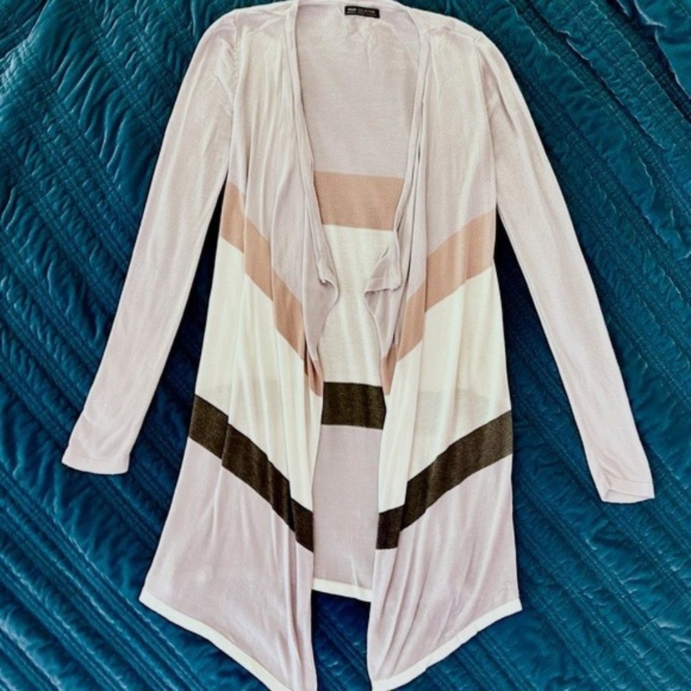 🪽Baby Blue/Black/White/Tan Long Asymmetrical Cardigan🪽
